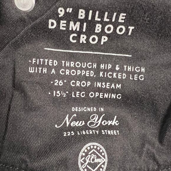 J. Crew Denim 9” Billie Demi Boot Crop Jeans Black Wash Button Fly Size 30 - Picture 15 of 16